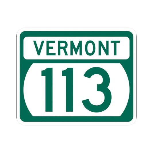 Vermont 113 (Vermont) (Road Sign) STICKER Vinyl Kiss-Cut Decal 2 Inch White - The Sticker Space