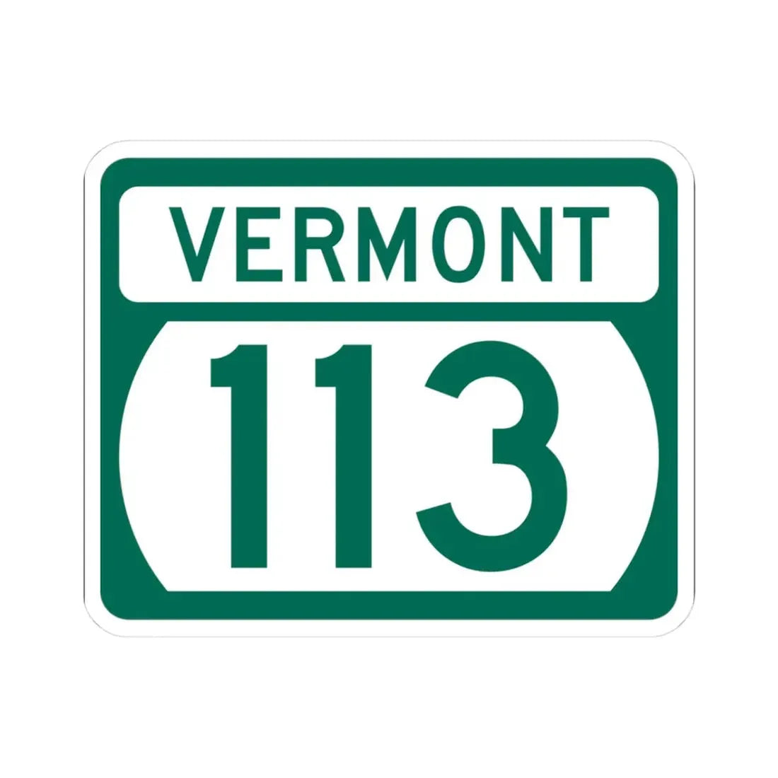 Vermont 113 (Vermont) (Road Sign) STICKER Vinyl Kiss-Cut Decal 3 Inch White - The Sticker Space