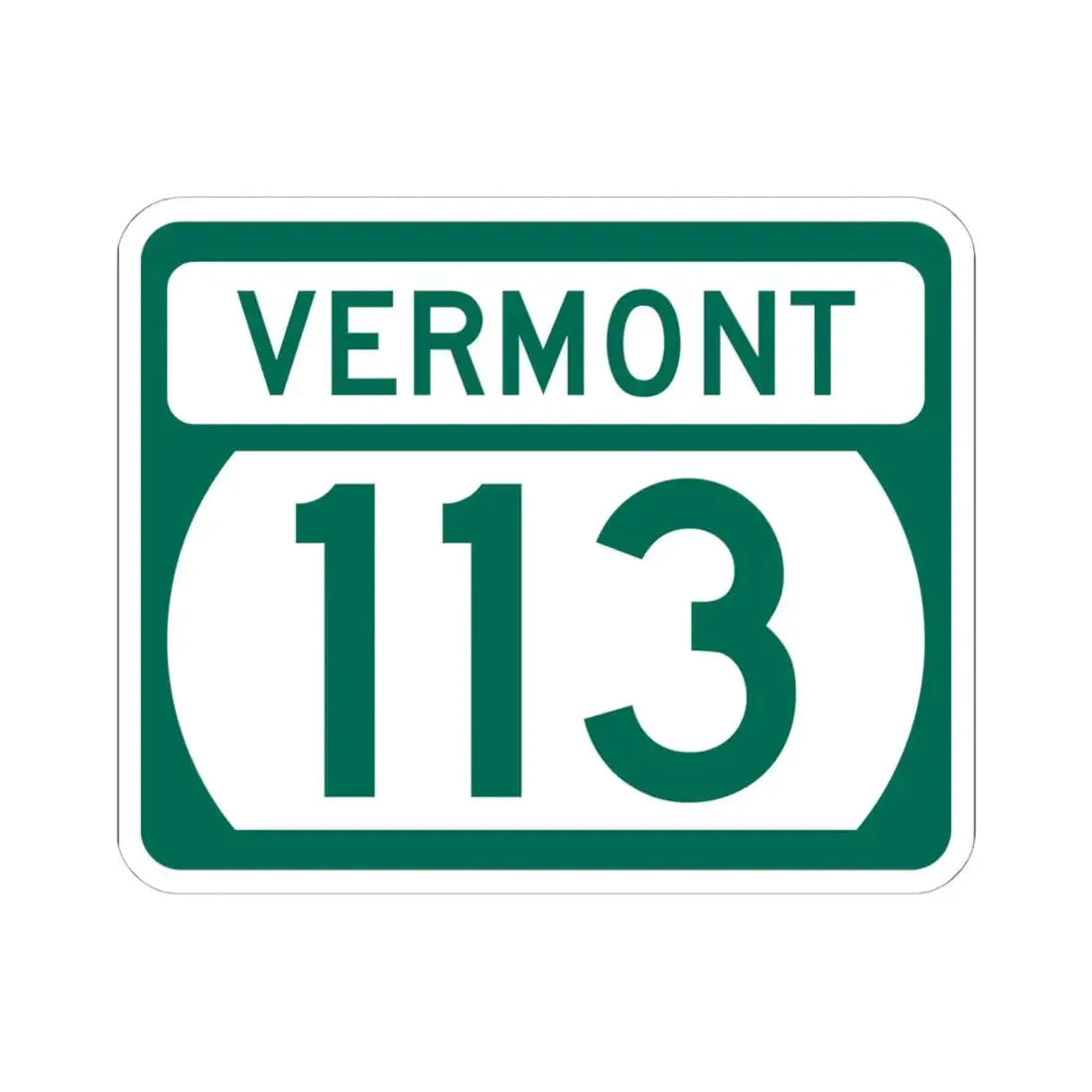 Vermont 113 (Vermont) (Road Sign) STICKER Vinyl Kiss-Cut Decal 6 Inch White - The Sticker Space
