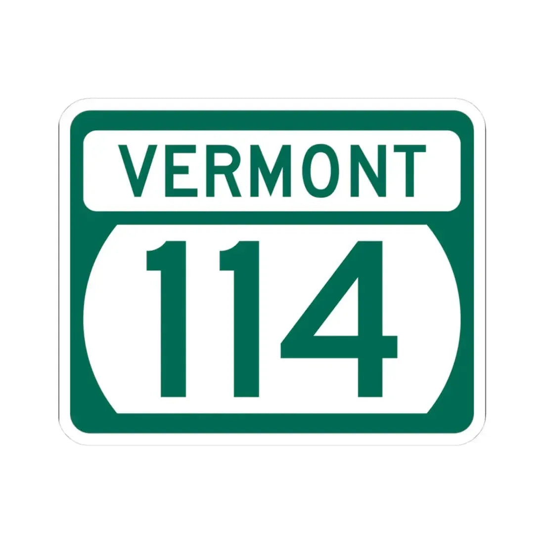 Vermont 114 (Vermont) (Road Sign) STICKER Vinyl Kiss-Cut Decal 3 Inch White - The Sticker Space