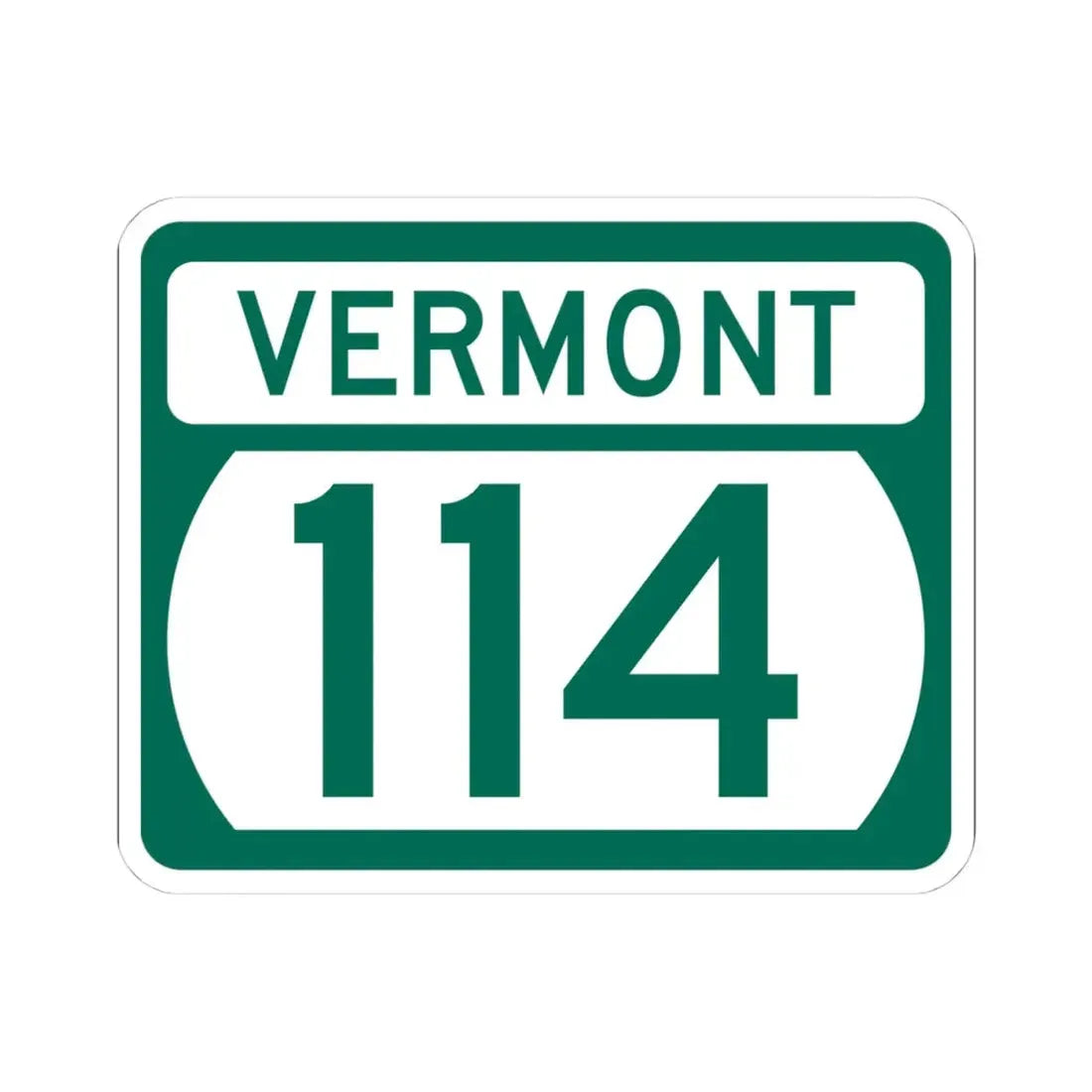 Vermont 114 (Vermont) (Road Sign) STICKER Vinyl Kiss-Cut Decal 4 Inch White - The Sticker Space