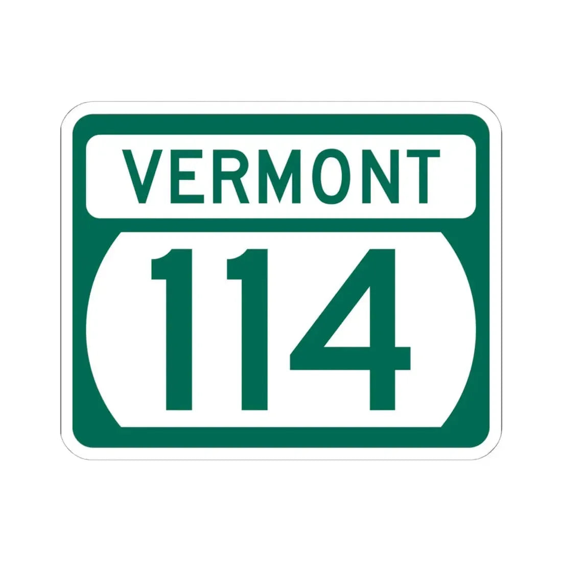 Vermont 114 (Vermont) (Road Sign) STICKER Vinyl Kiss-Cut Decal 6 Inch White - The Sticker Space