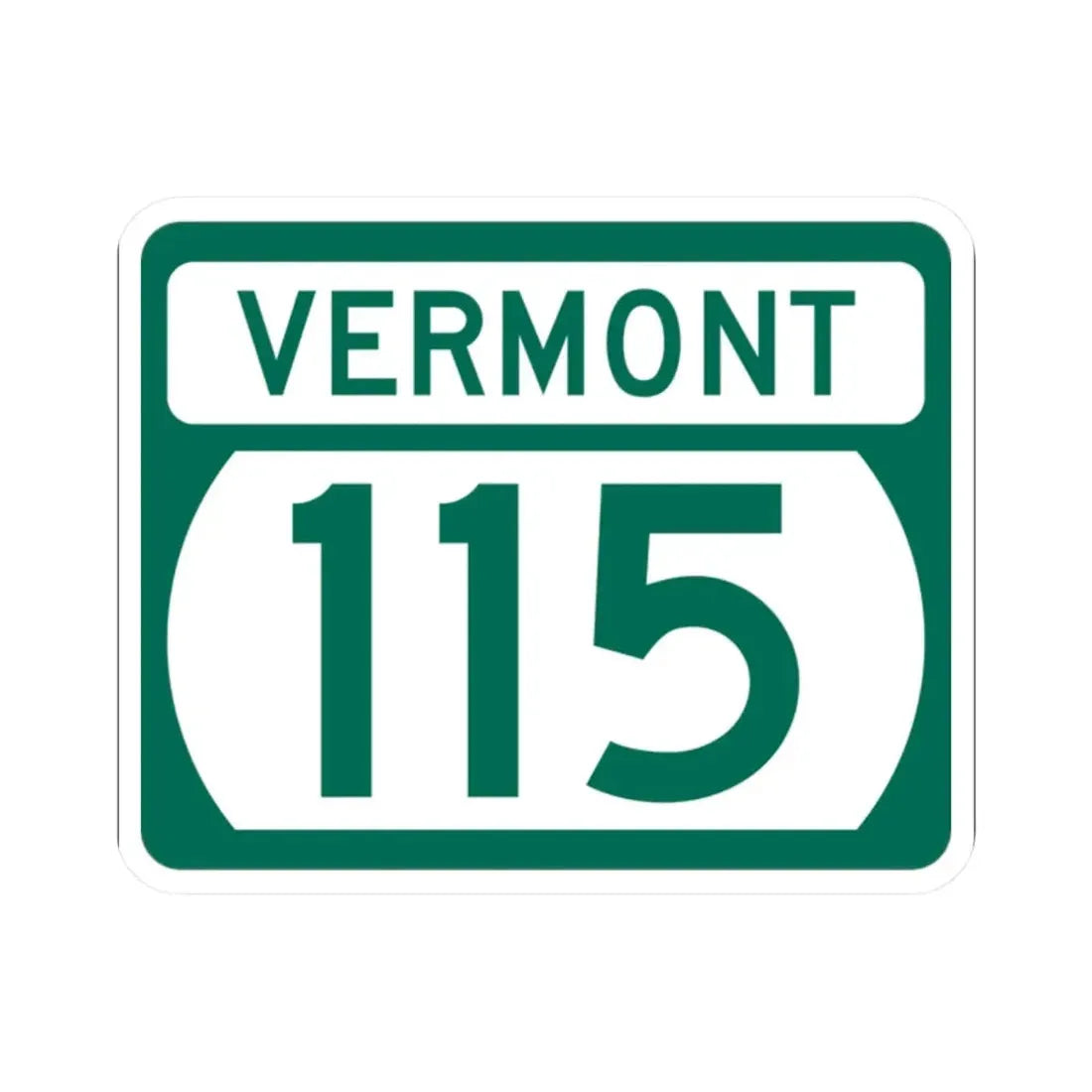 Vermont 115 (Vermont) (Road Sign) STICKER Vinyl Kiss-Cut Decal 2 Inch White - The Sticker Space