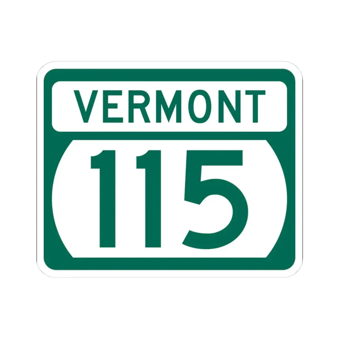 Vermont 115 (Vermont) (Road Sign) STICKER Vinyl Kiss-Cut Decal 3 Inch White - The Sticker Space