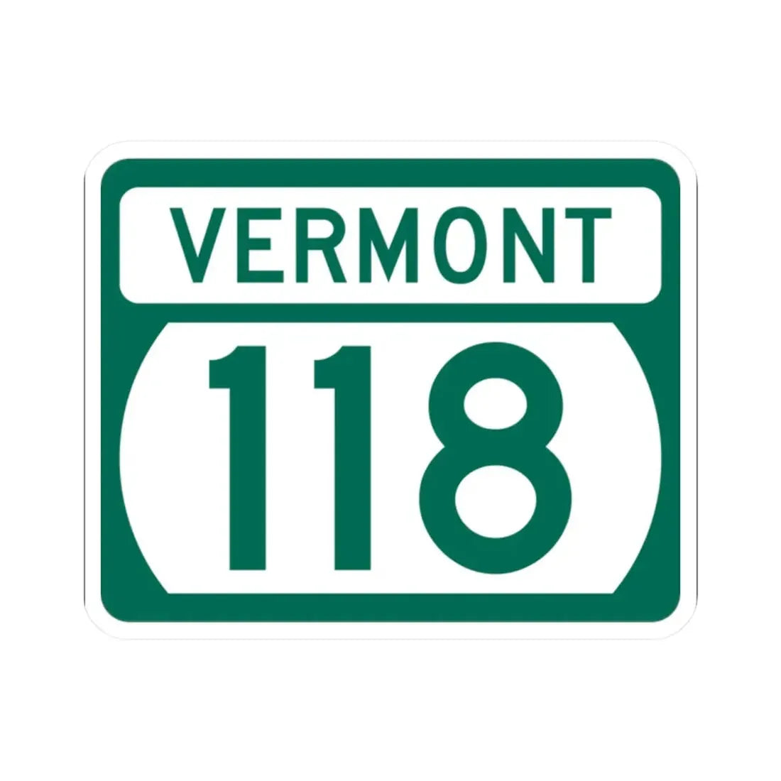 Vermont 118 (Vermont) (Road Sign) STICKER Vinyl Kiss-Cut Decal 2 Inch White - The Sticker Space