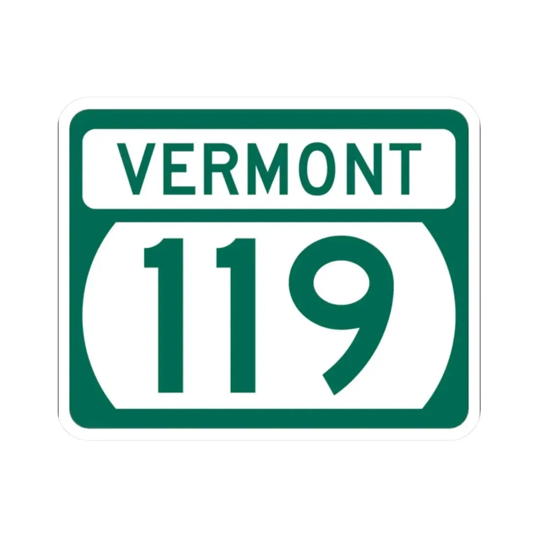 Vermont 119 (Vermont) (Road Sign) STICKER Vinyl Kiss-Cut Decal 2 Inch White - The Sticker Space