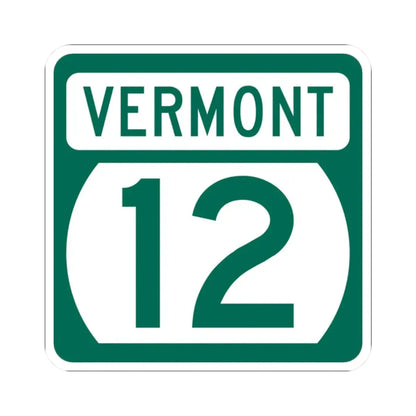 Vermont 12 (Vermont) (Road Sign) STICKER Vinyl Kiss-Cut Decal 2 Inch White - The Sticker Space