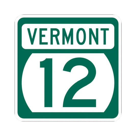 Vermont 12 (Vermont) (Road Sign) STICKER Vinyl Kiss-Cut Decal 2 Inch White - The Sticker Space
