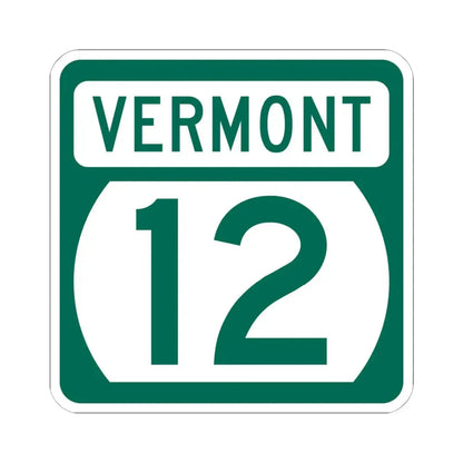 Vermont 12 (Vermont) (Road Sign) STICKER Vinyl Kiss-Cut Decal 6 Inch White - The Sticker Space