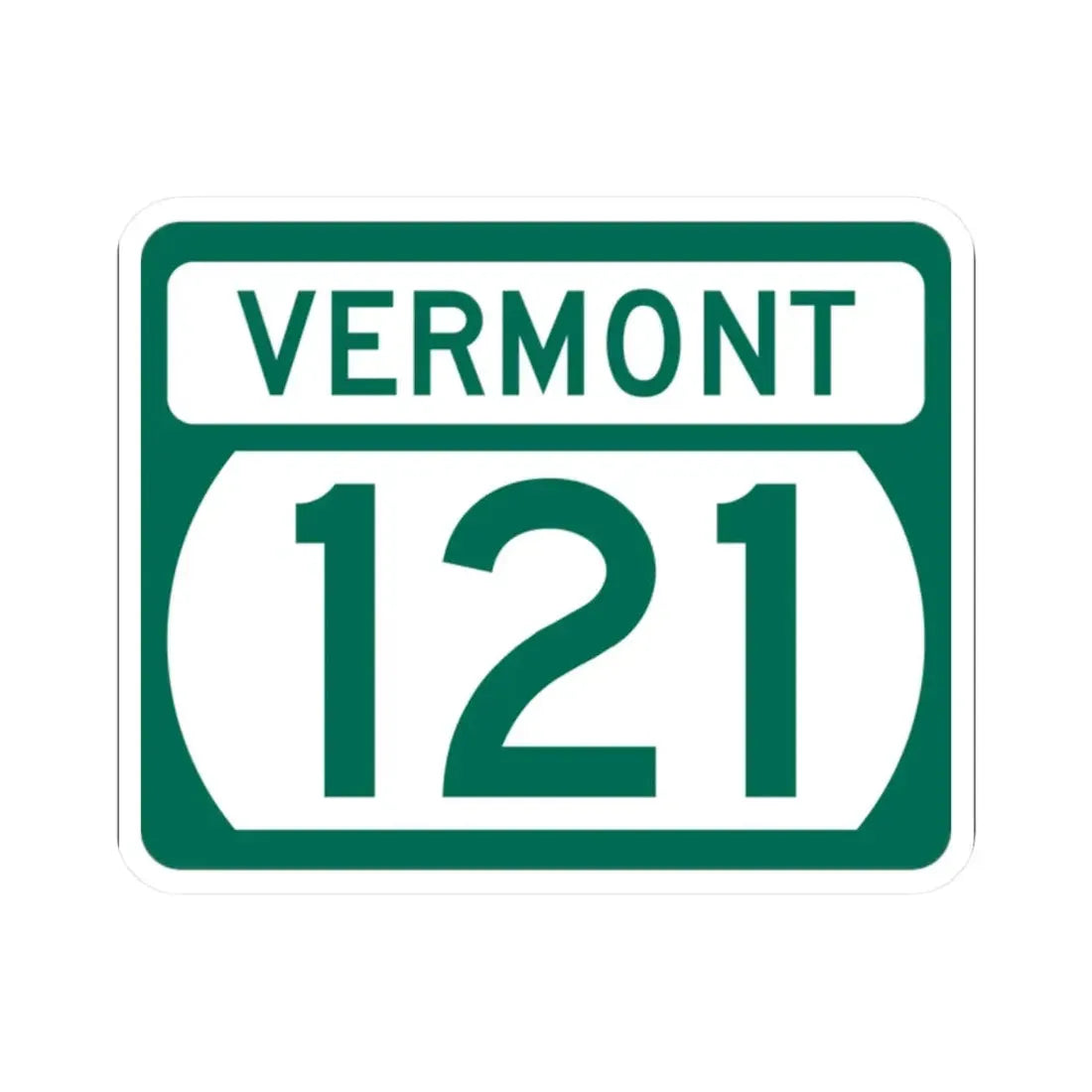 Vermont 121 (Vermont) (Road Sign) STICKER Vinyl Kiss-Cut Decal 2 Inch White - The Sticker Space