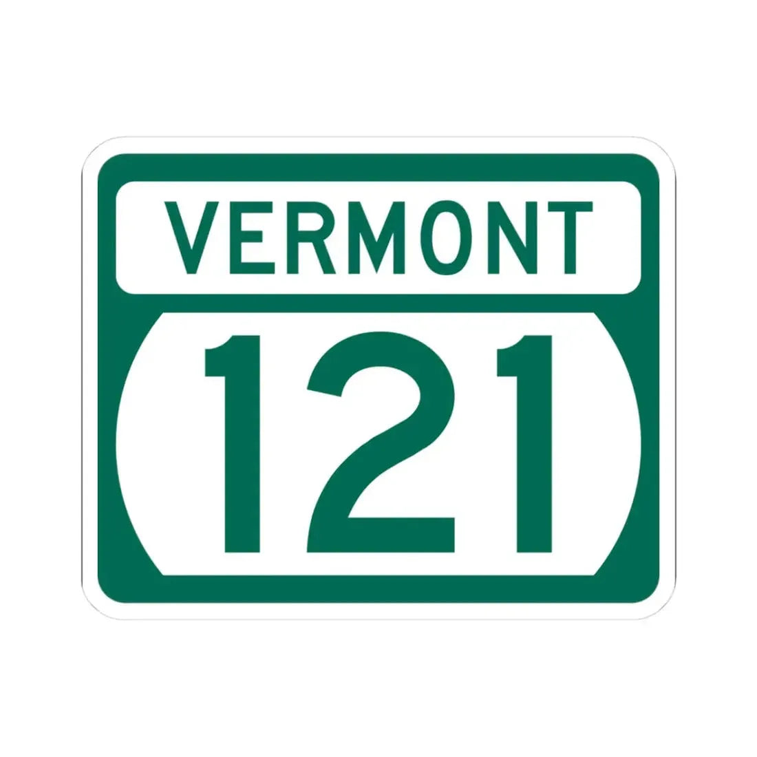 Vermont 121 (Vermont) (Road Sign) STICKER Vinyl Kiss-Cut Decal 3 Inch White - The Sticker Space