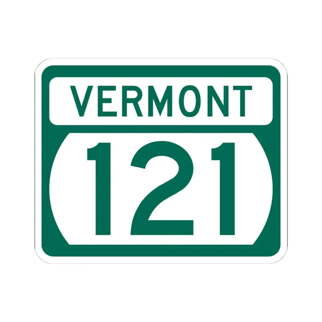 Vermont 121 (Vermont) (Road Sign) STICKER Vinyl Kiss-Cut Decal 4 Inch White - The Sticker Space