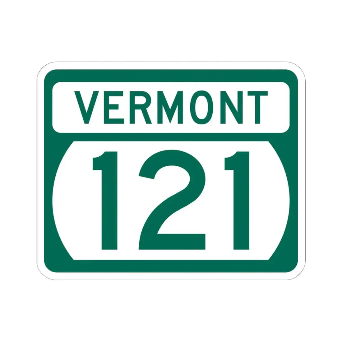 Vermont 121 (Vermont) (Road Sign) STICKER Vinyl Kiss-Cut Decal 6 Inch White - The Sticker Space