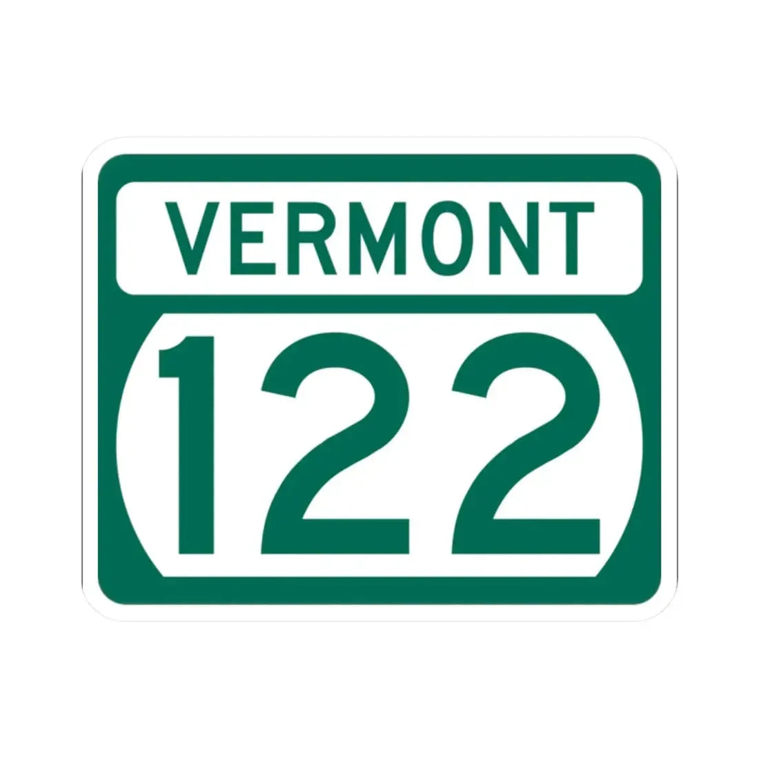 Vermont 122 (Vermont) (Road Sign) STICKER Vinyl Kiss-Cut Decal 2 Inch White - The Sticker Space