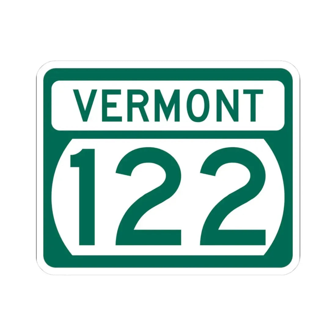 Vermont 122 (Vermont) (Road Sign) STICKER Vinyl Kiss-Cut Decal 3 Inch White - The Sticker Space