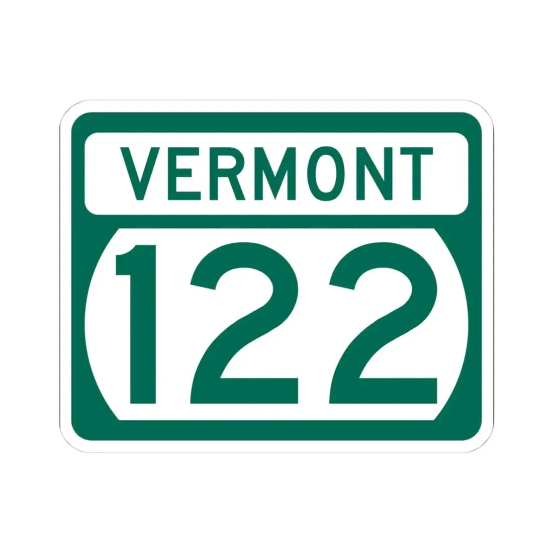 Vermont 122 (Vermont) (Road Sign) STICKER Vinyl Kiss-Cut Decal 4 Inch White - The Sticker Space