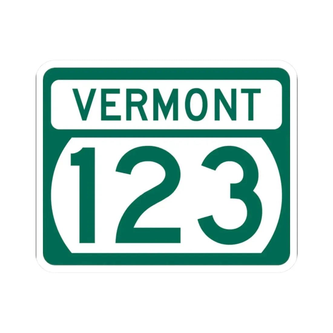 Vermont 123 (Vermont) (Road Sign) STICKER Vinyl Kiss-Cut Decal 2 Inch White - The Sticker Space
