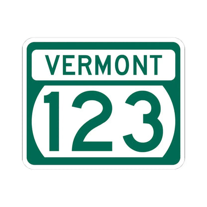 Vermont 123 (Vermont) (Road Sign) STICKER Vinyl Kiss-Cut Decal 4 Inch White - The Sticker Space