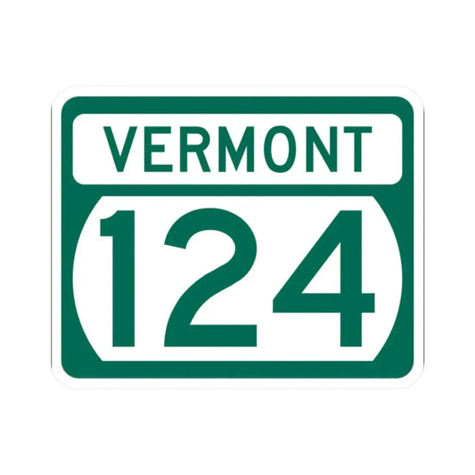 Vermont 124 (Vermont) (Road Sign) STICKER Vinyl Kiss-Cut Decal 2 Inch White - The Sticker Space