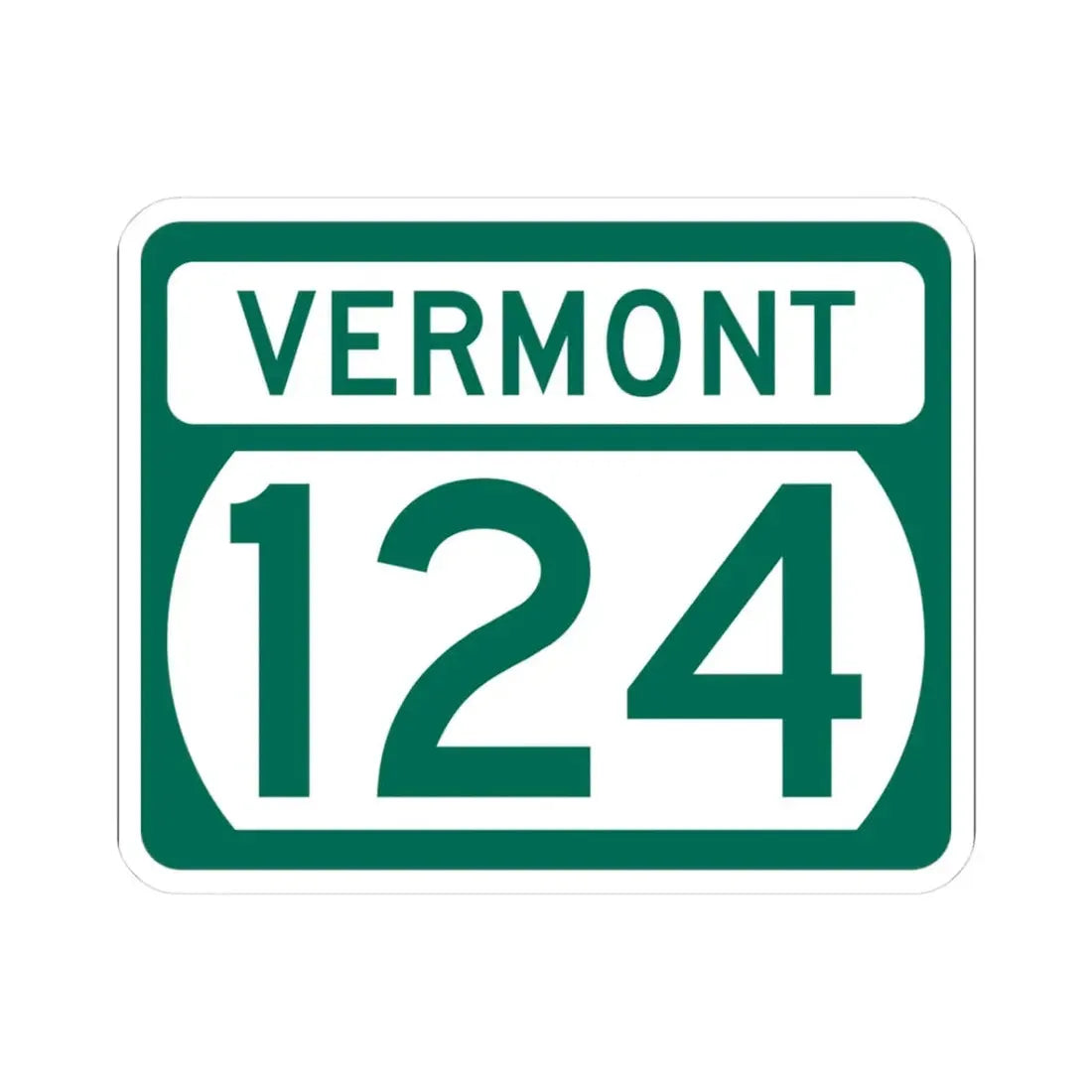 Vermont 124 (Vermont) (Road Sign) STICKER Vinyl Kiss-Cut Decal 3 Inch White - The Sticker Space