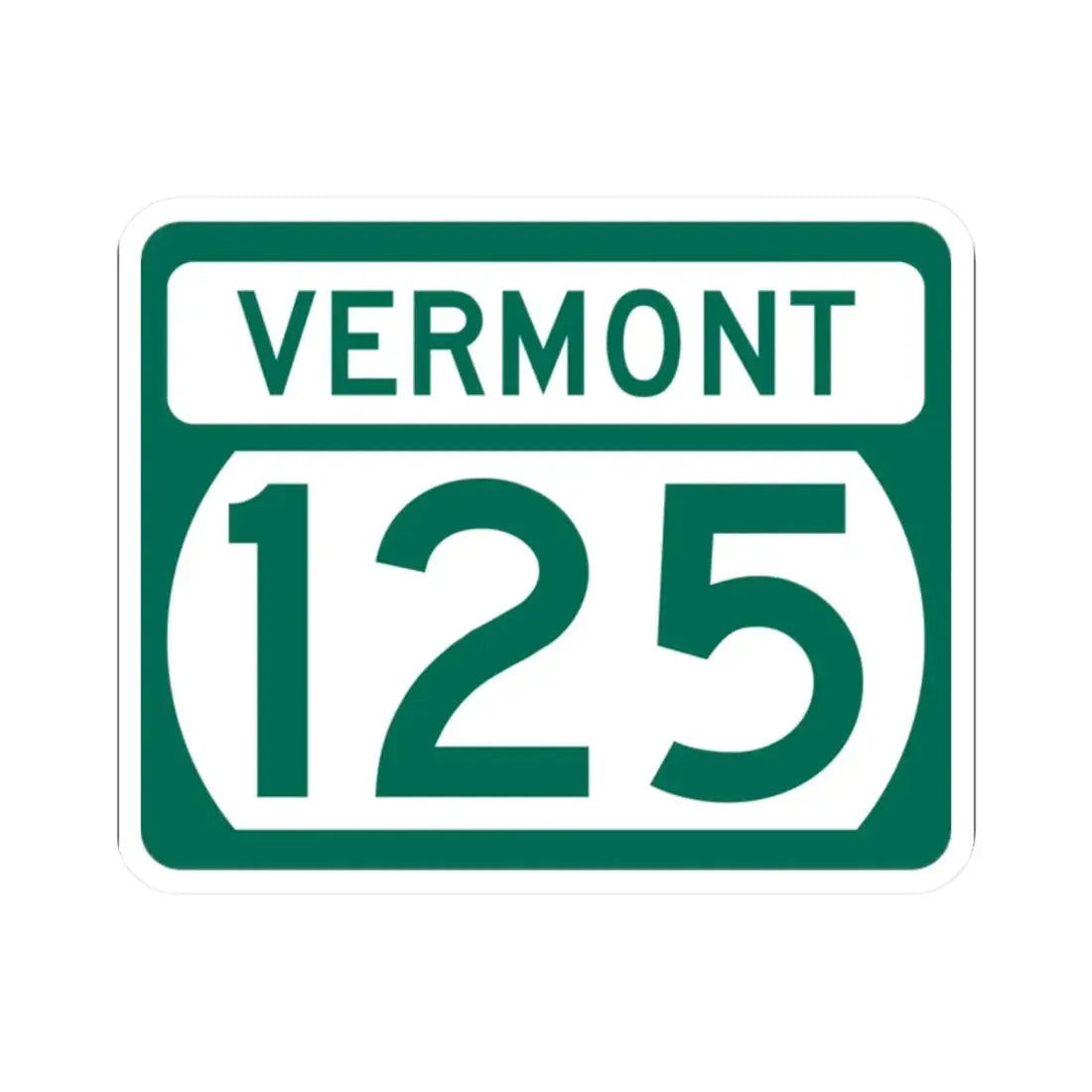 Vermont 125 (Vermont) (Road Sign) STICKER Vinyl Kiss-Cut Decal 2 Inch White - The Sticker Space