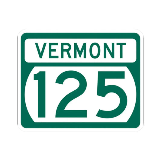 Vermont 125 (Vermont) (Road Sign) STICKER Vinyl Kiss-Cut Decal 2 Inch White - The Sticker Space