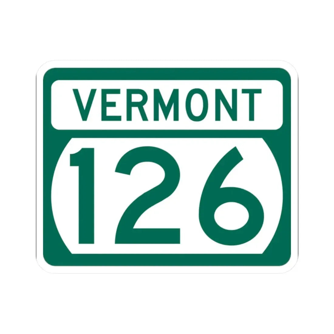 Vermont 126 (Vermont) (Road Sign) STICKER Vinyl Kiss-Cut Decal 2 Inch White - The Sticker Space