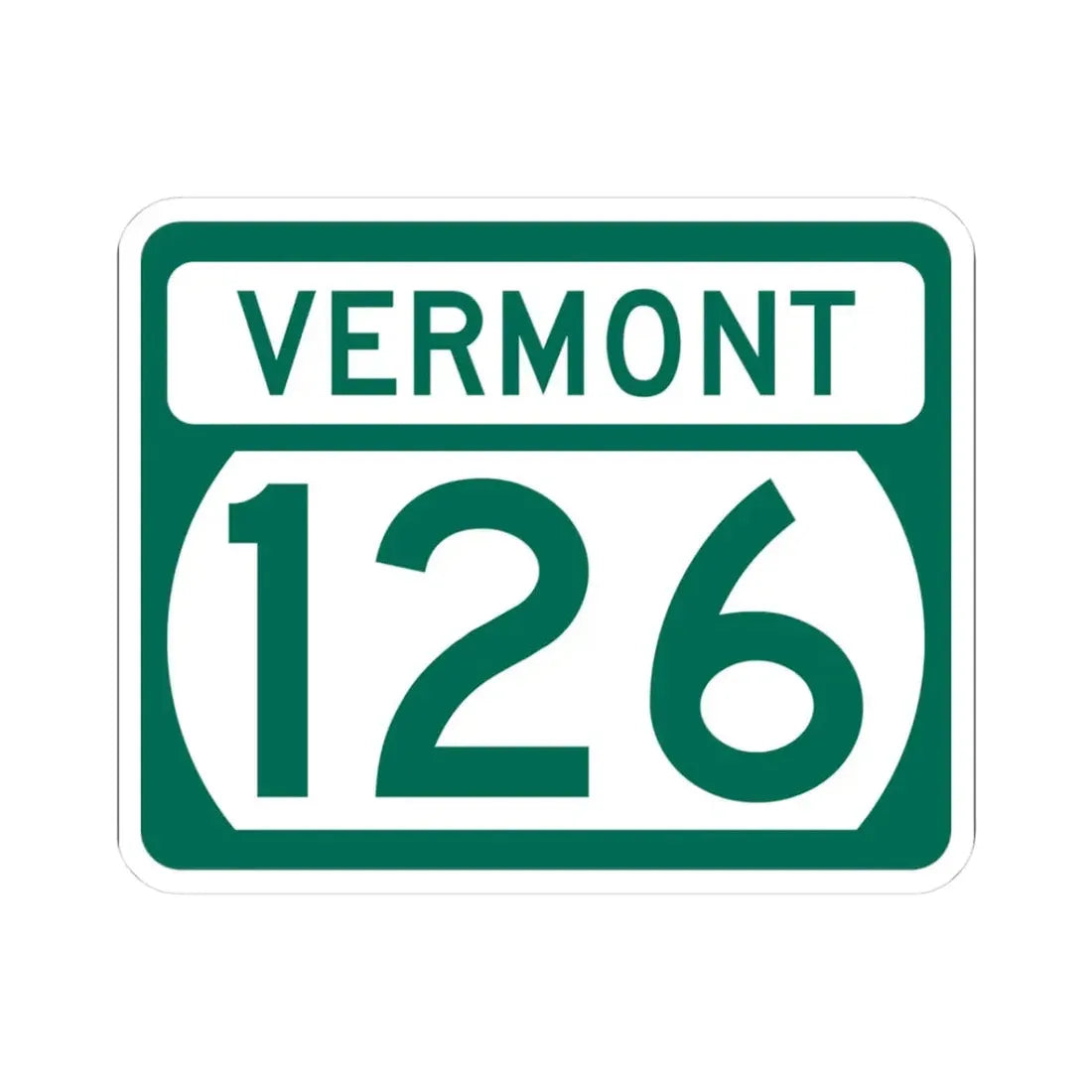 Vermont 126 (Vermont) (Road Sign) STICKER Vinyl Kiss-Cut Decal 3 Inch White - The Sticker Space