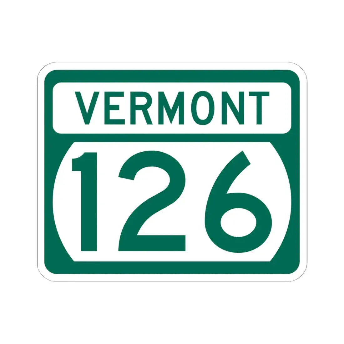 Vermont 126 (Vermont) (Road Sign) STICKER Vinyl Kiss-Cut Decal 6 Inch White - The Sticker Space