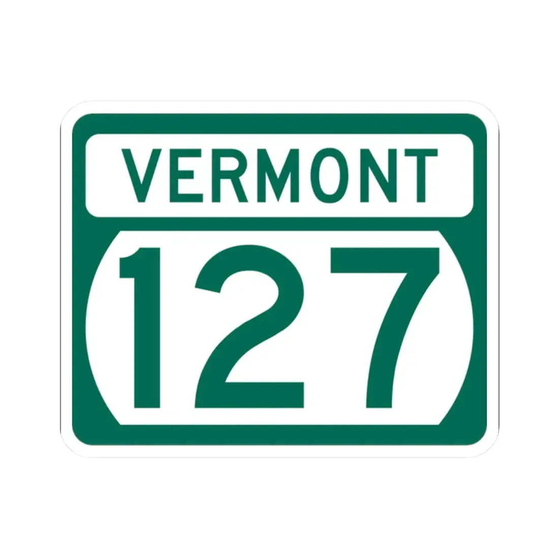 Vermont 127 (Vermont) (Road Sign) STICKER Vinyl Kiss-Cut Decal 2 Inch White - The Sticker Space