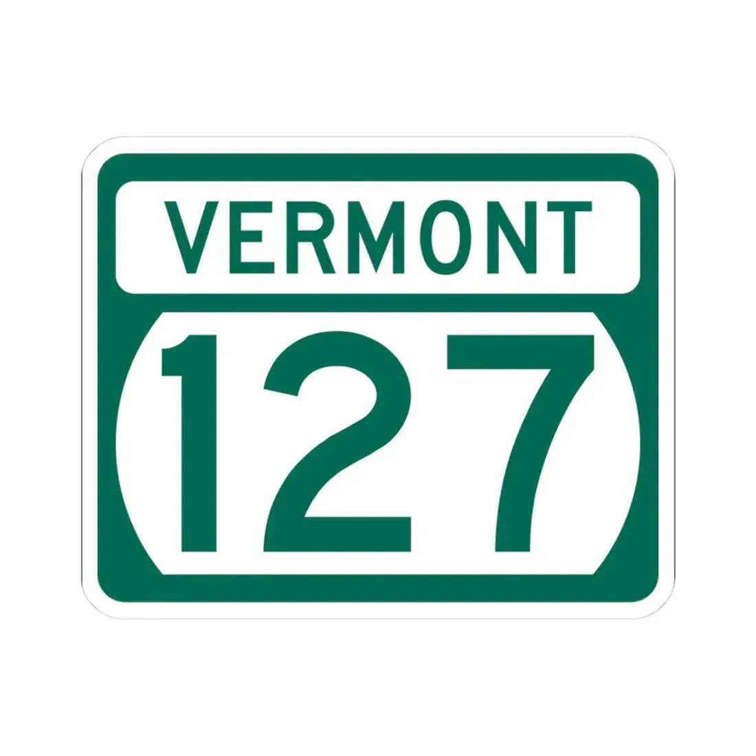 Vermont 127 (Vermont) (Road Sign) STICKER Vinyl Kiss-Cut Decal 3 Inch White - The Sticker Space