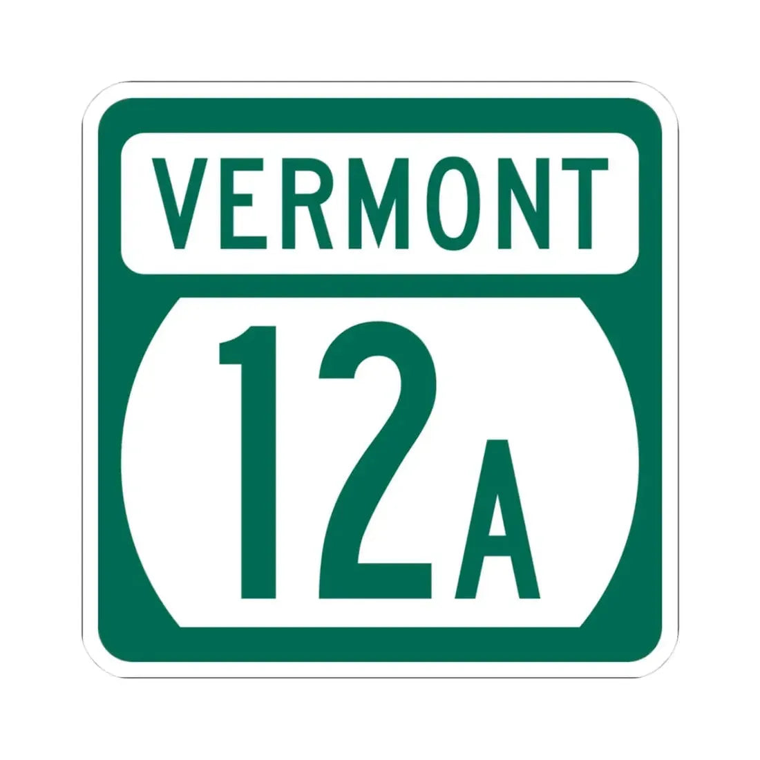 Vermont 12A (Vermont) (Road Sign) STICKER Vinyl Kiss-Cut Decal 3 Inch White - The Sticker Space