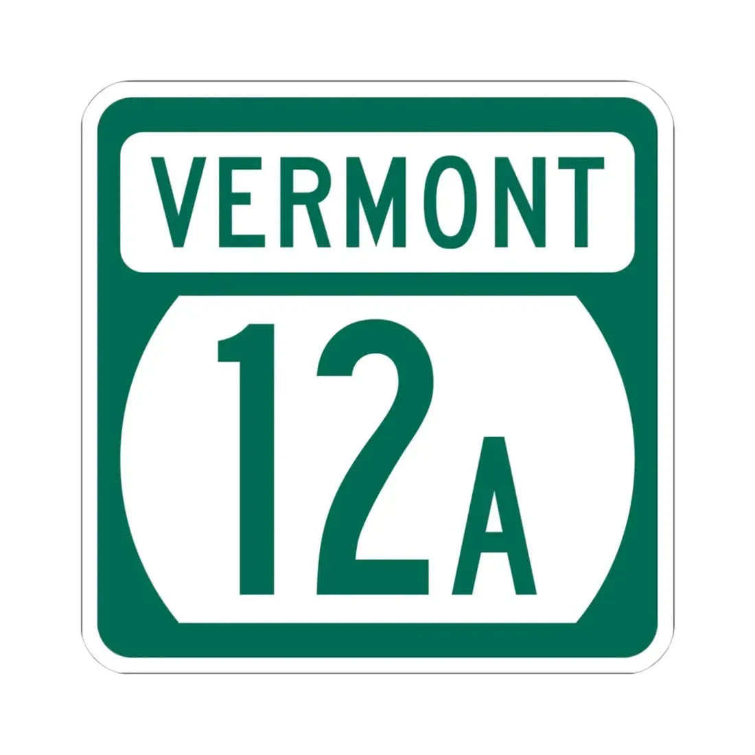 Vermont 12A (Vermont) (Road Sign) STICKER Vinyl Kiss-Cut Decal 4 Inch White - The Sticker Space
