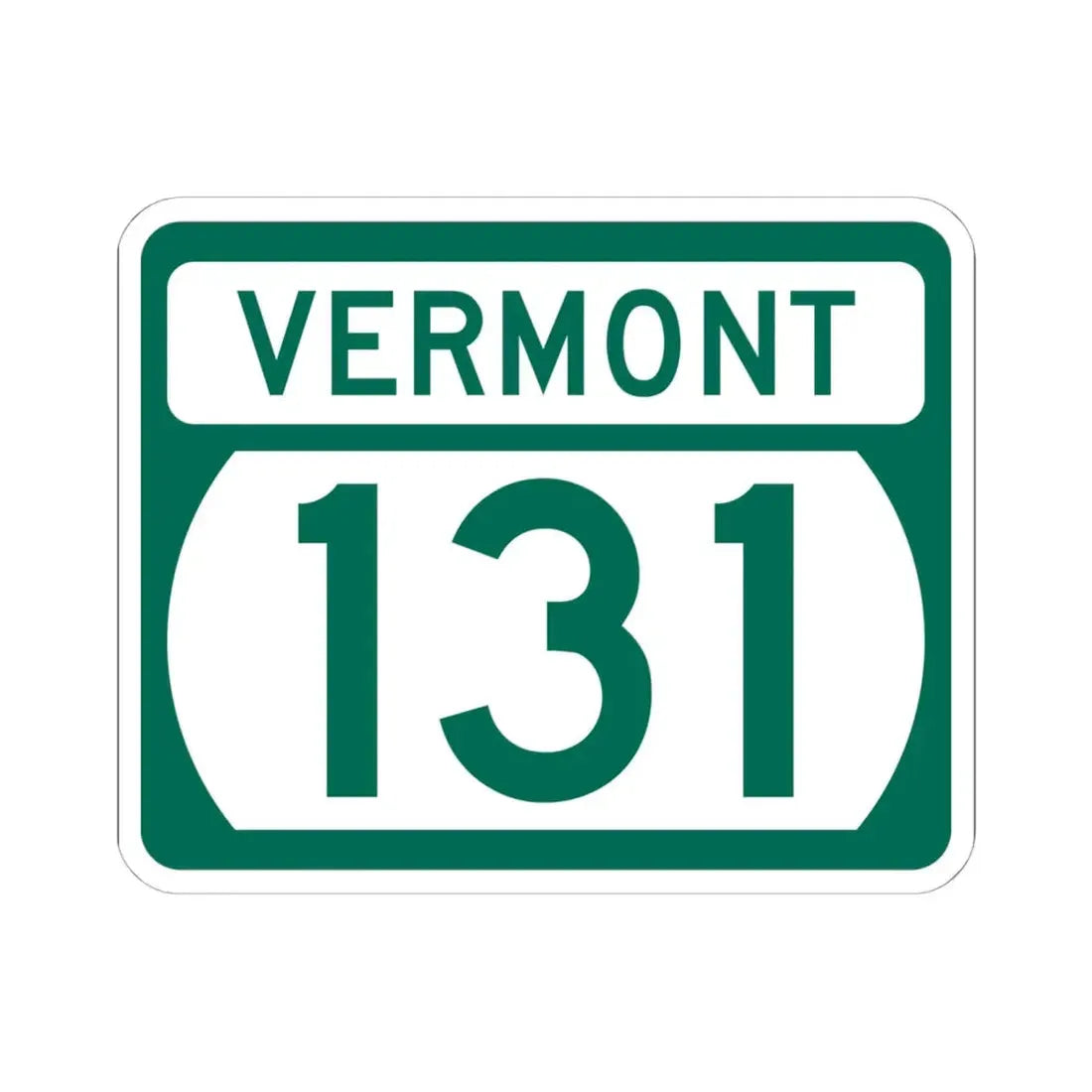 Vermont 131 (Vermont) (Road Sign) STICKER Vinyl Kiss-Cut Decal 6 Inch White - The Sticker Space
