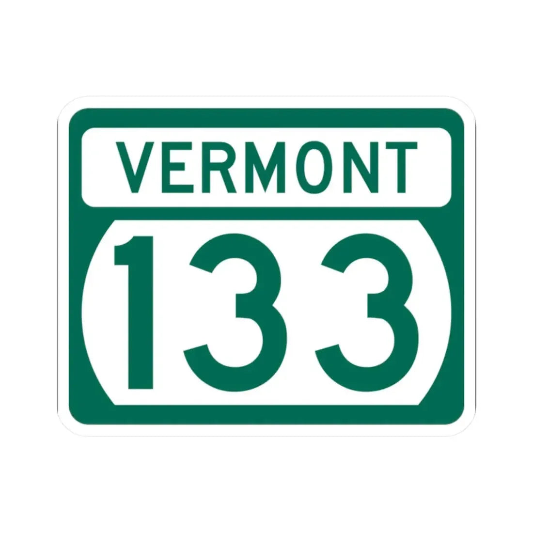 Vermont 133 (Vermont) (Road Sign) STICKER Vinyl Kiss-Cut Decal 2 Inch White - The Sticker Space