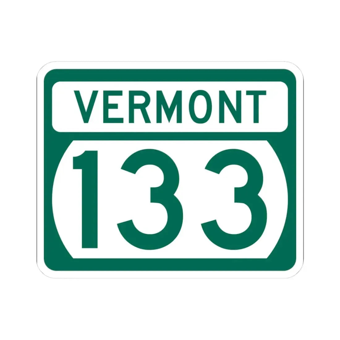 Vermont 133 (Vermont) (Road Sign) STICKER Vinyl Kiss-Cut Decal 3 Inch White - The Sticker Space
