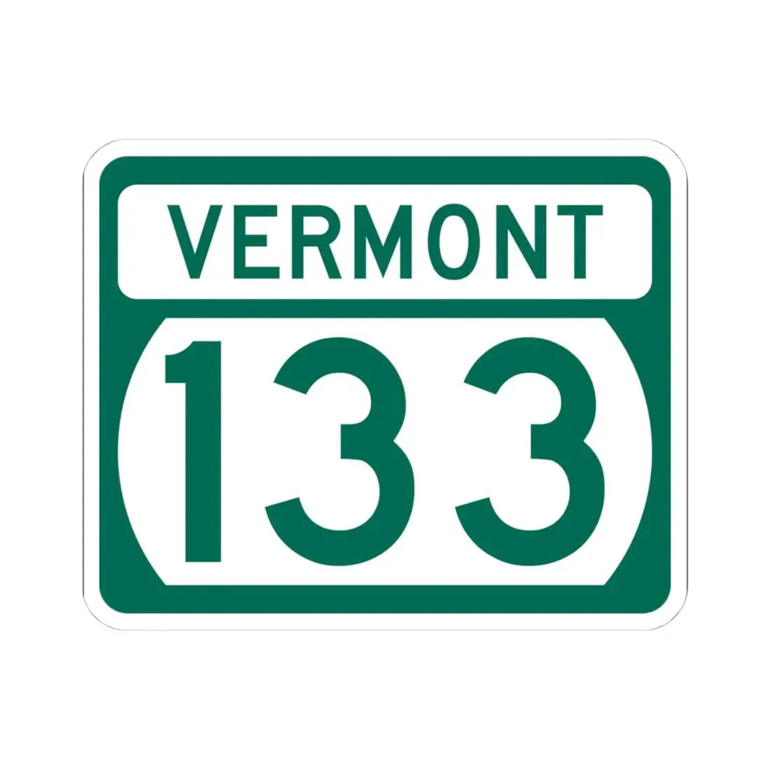 Vermont 133 (Vermont) (Road Sign) STICKER Vinyl Kiss-Cut Decal 4 Inch White - The Sticker Space