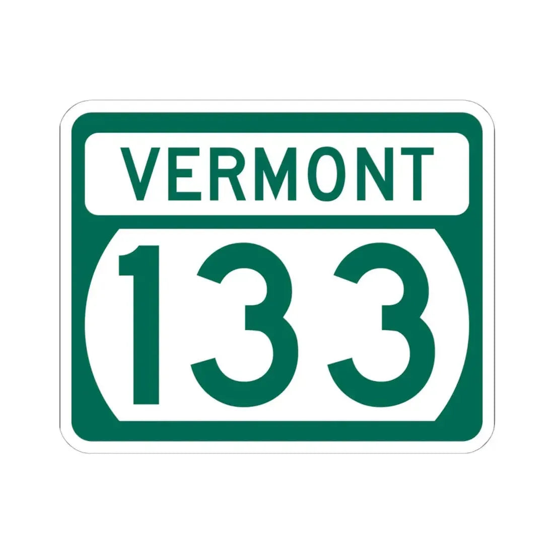 Vermont 133 (Vermont) (Road Sign) STICKER Vinyl Kiss-Cut Decal 6 Inch White - The Sticker Space