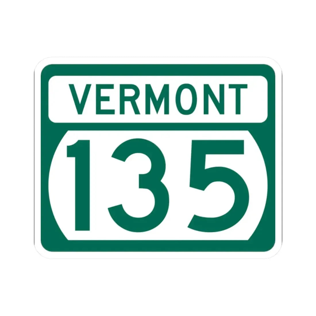 Vermont 135 (Vermont) (Road Sign) STICKER Vinyl Kiss-Cut Decal 2 Inch White - The Sticker Space