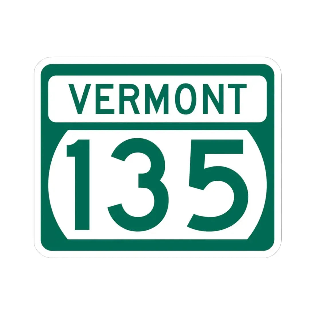 Vermont 135 (Vermont) (Road Sign) STICKER Vinyl Kiss-Cut Decal 3 Inch White - The Sticker Space