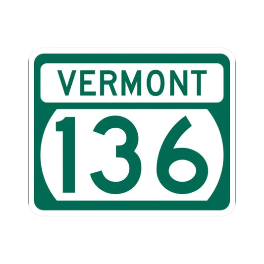 Vermont 136 (Vermont) (Road Sign) STICKER Vinyl Kiss-Cut Decal 2 Inch White - The Sticker Space