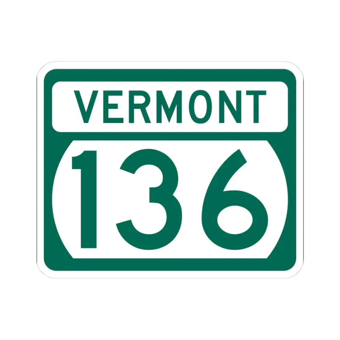 Vermont 136 (Vermont) (Road Sign) STICKER Vinyl Kiss-Cut Decal 3 Inch White - The Sticker Space