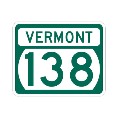 Vermont 138 (Vermont) (Road Sign) STICKER Vinyl Kiss-Cut Decal 4 Inch White - The Sticker Space
