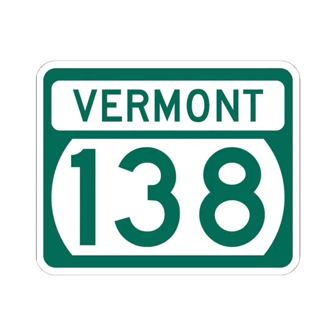 Vermont 138 (Vermont) (Road Sign) STICKER Vinyl Kiss-Cut Decal 6 Inch White - The Sticker Space