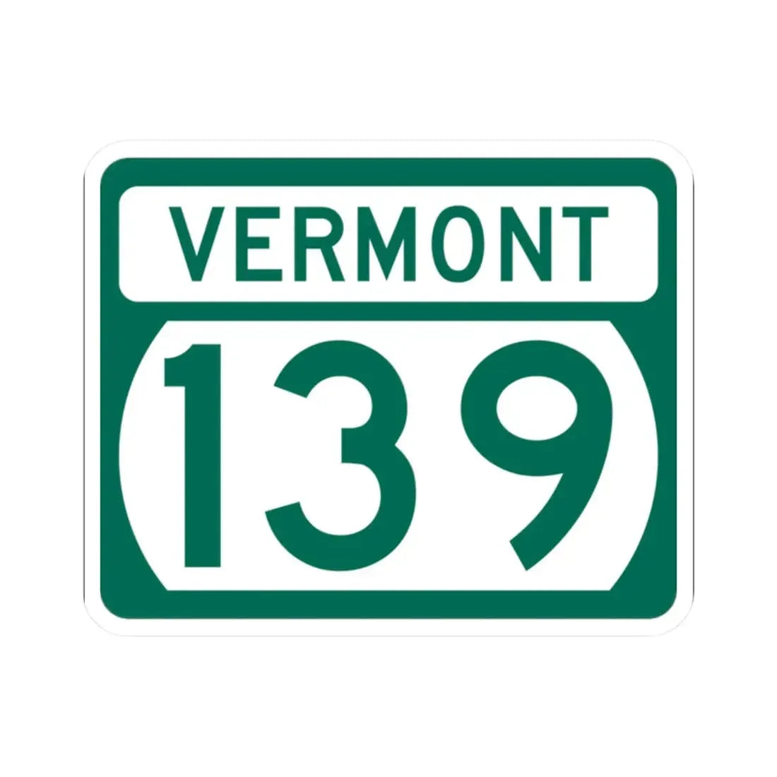 Vermont 139 (Vermont) (Road Sign) STICKER Vinyl Kiss-Cut Decal 2 Inch White - The Sticker Space