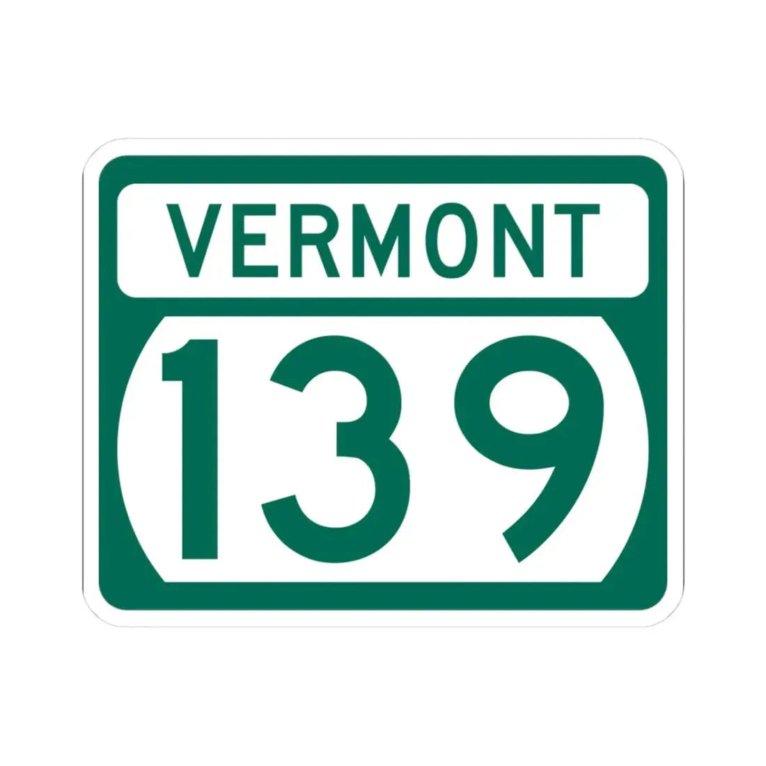Vermont 139 (Vermont) (Road Sign) STICKER Vinyl Kiss-Cut Decal 3 Inch White - The Sticker Space