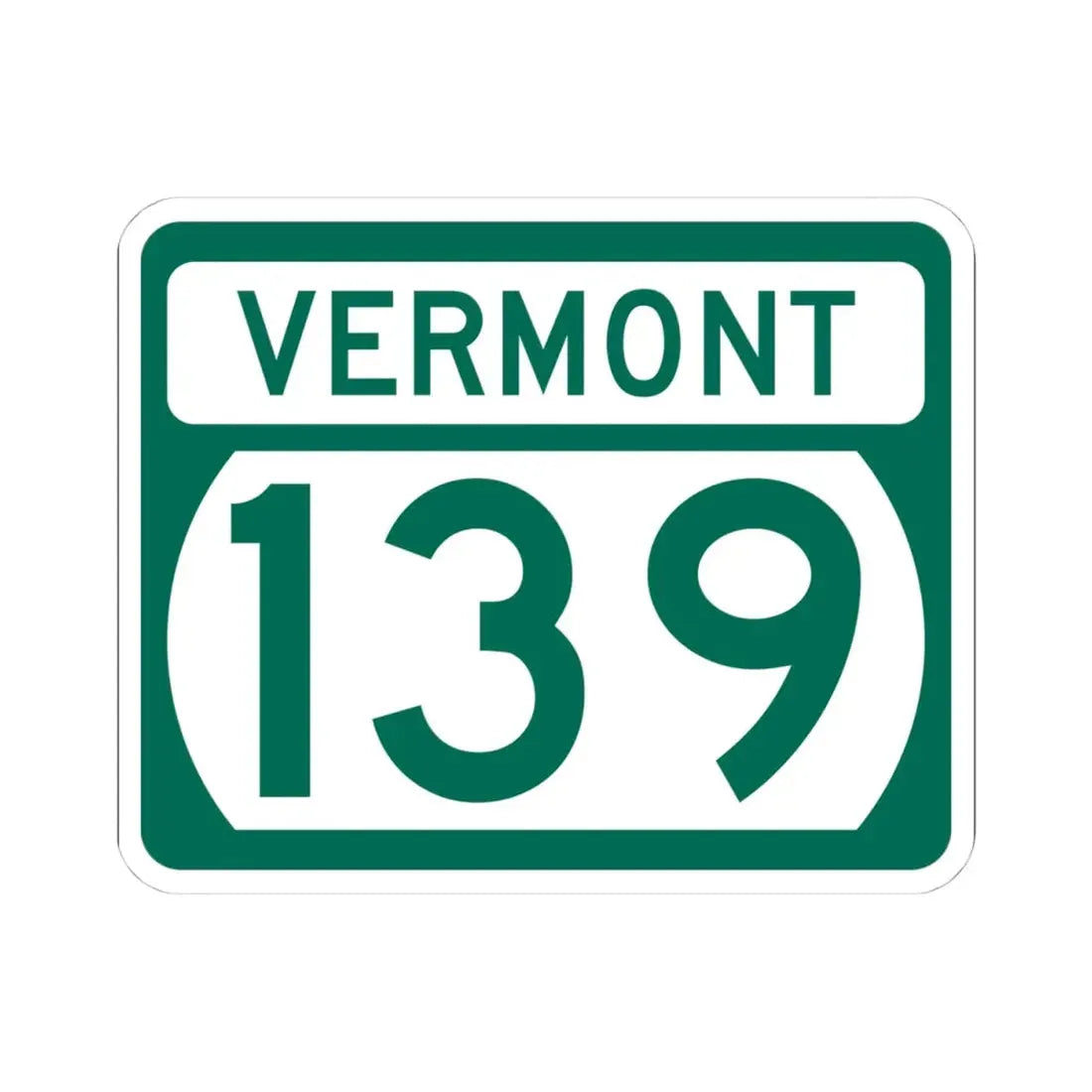 Vermont 139 (Vermont) (Road Sign) STICKER Vinyl Kiss-Cut Decal 4 Inch White - The Sticker Space