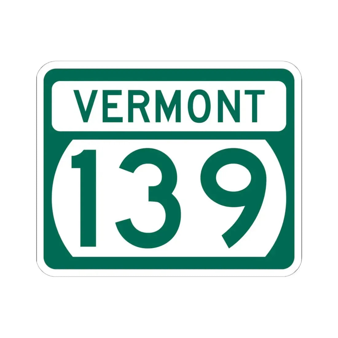 Vermont 139 (Vermont) (Road Sign) STICKER Vinyl Kiss-Cut Decal 6 Inch White - The Sticker Space