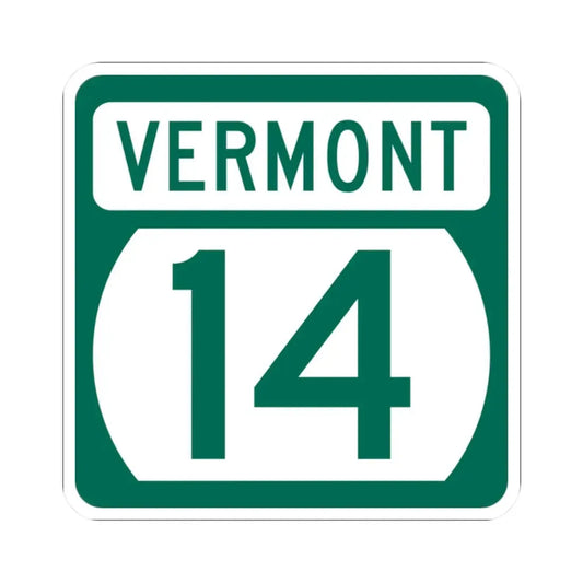 Vermont 14 (Vermont) (Road Sign) STICKER Vinyl Kiss-Cut Decal 2 Inch White - The Sticker Space
