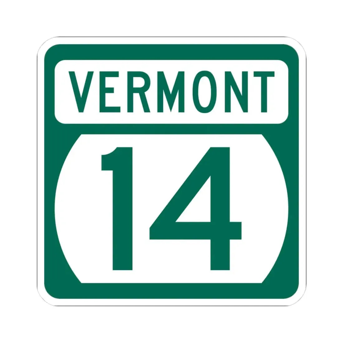 Vermont 14 (Vermont) (Road Sign) STICKER Vinyl Kiss-Cut Decal 3 Inch White - The Sticker Space